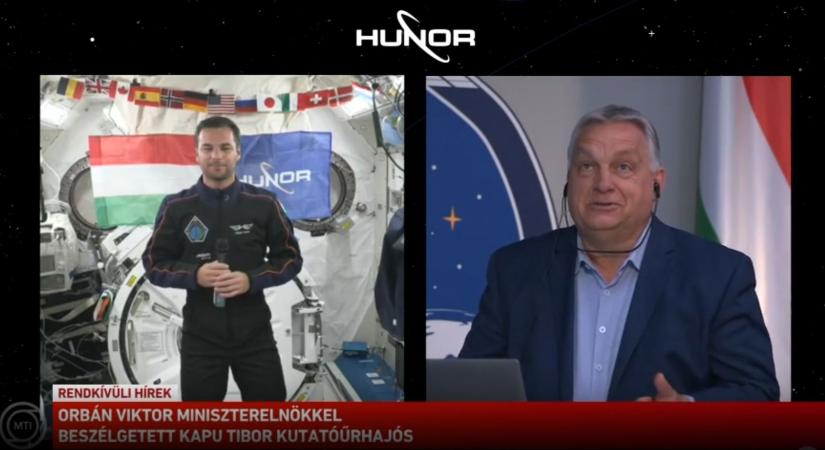Orbán Viktor a nemzetközi űrállomás magyar űrhajósával, Kapu Tiborral beszélgetett