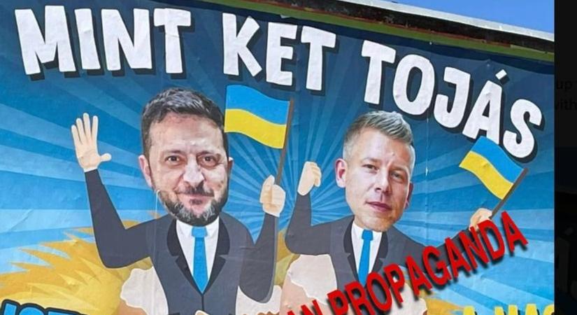 Kijev kiakadt a hazai plakátokon, amelyben Magyar Pétert Zelenszkijhez hasonlítják