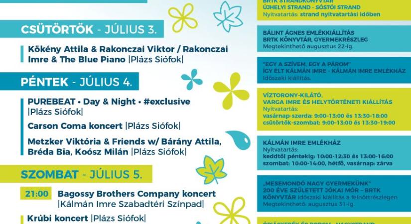 Siófok programjai július 3-6 között
