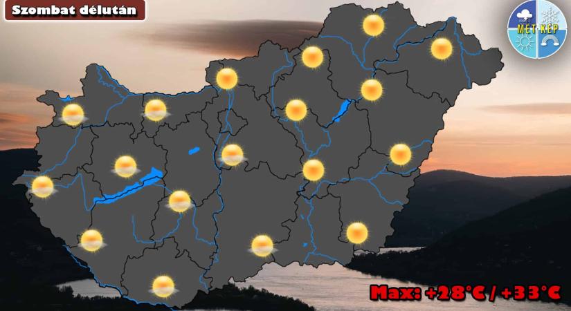 Szombaton napközben csak kevés felhő zavarhatja a napsütést
