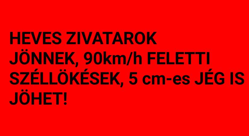 Kikerült a narancsárga figyelmeztetés zivatarokra!