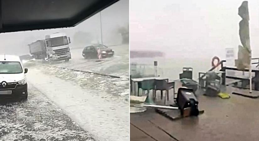 Videók: hajókat is borított a szélvihar a Balatonnál, máshol fehérbe borult a táj a jégtől