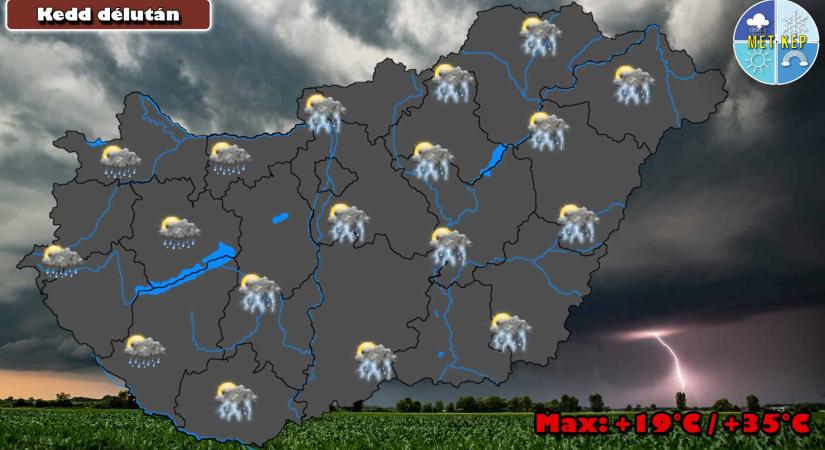 Kedden sem maradunk zivatarok nélkül, heves zivatar is előfordulhat