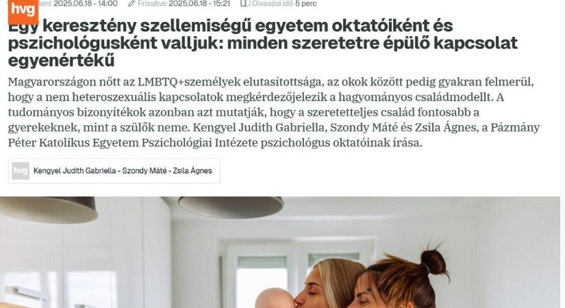 Téved a Pázmány három, HVG-be cikket író, LMBTQ-párti pszichológus oktatója