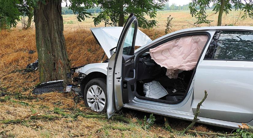 Életveszélyes sérüléseket szenvedett a balesetben, fának csapódott Szentes közelében – galériával