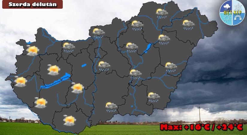Szeles lesz a szerda, eső, záporeső, egy-egy zivatar is kialakulhat