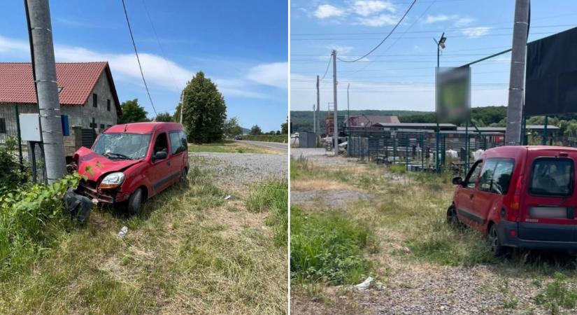 Ittas női sofőr ütközött villanyoszlopnak Munkács közelében