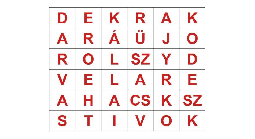 Szókereső: hányat talál meg a nemzet színészei közül az ábrában 30 másodperc alatt?