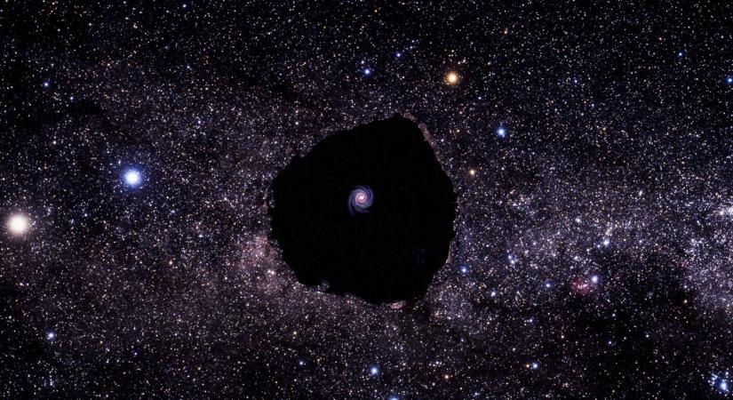 Távoli galaxis a semmi közepén: a Föld egy hatalmas kozmikus üregben rekedt