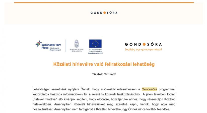 A kormányt dicsérő közéleti hírlevelet ajánlanak a Gondosóra felhasználóinak