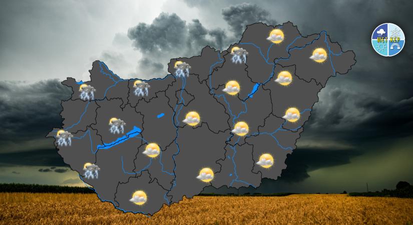 A hét utolsó napján leginkább északnyugaton és északon érkezhet zápor, zivatar