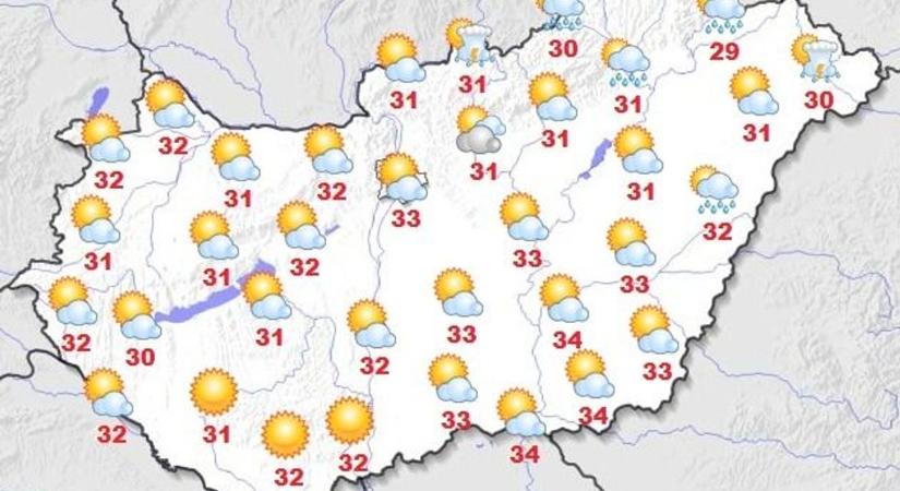Napos, meleg időt hoz a hétfő – de estére zivatar is lehet
