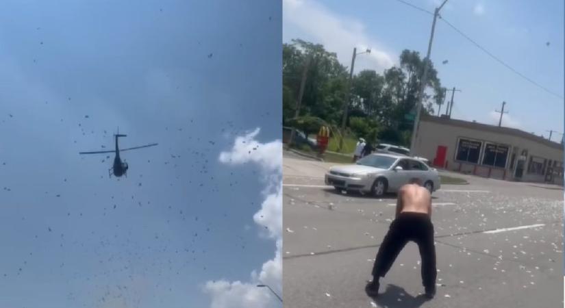 Helikopterből hullott a készpénz a gyászolókra – videó