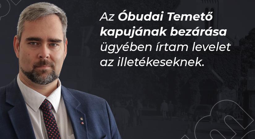 Az Óbuda temető oldalkapujának bezárása ügyében levelet írt a polgármester az illetékesnek