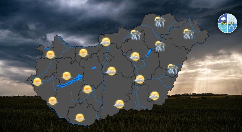 Futó záporokkal, zivatarokkal tarkított délután várható északkeleten