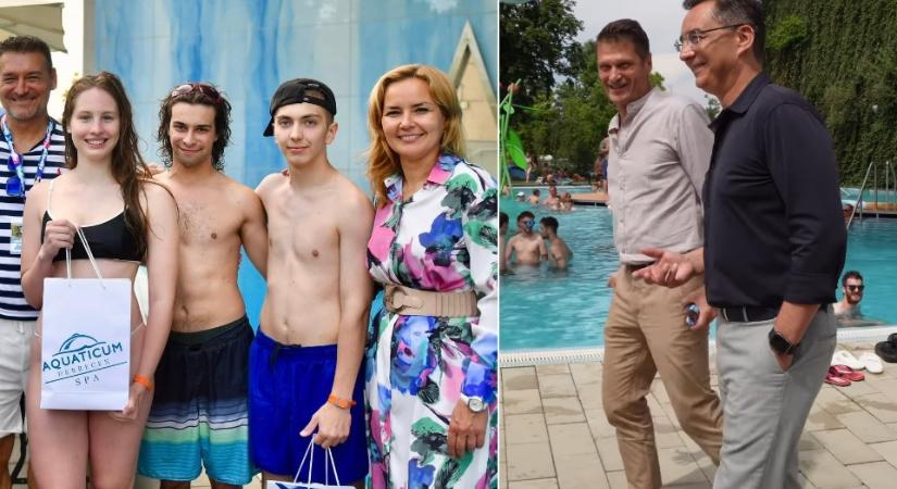 A városvezetés társaságában élvezhették a debreceni végzősök az ingyen strandolás örömeit