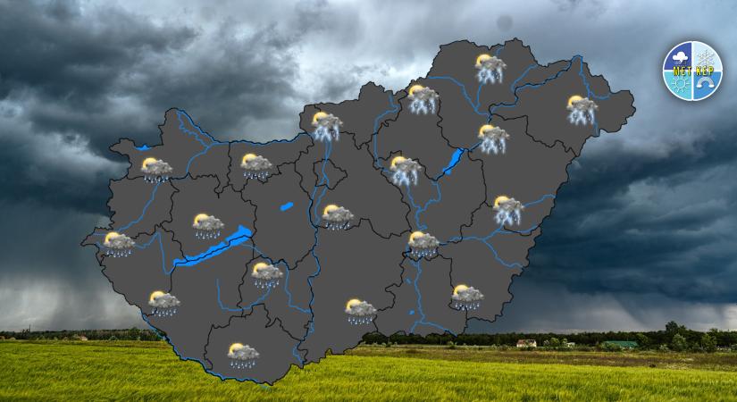 Csütörtökön egy magassági hidegörvény okozhat többfelé záport, zivatart