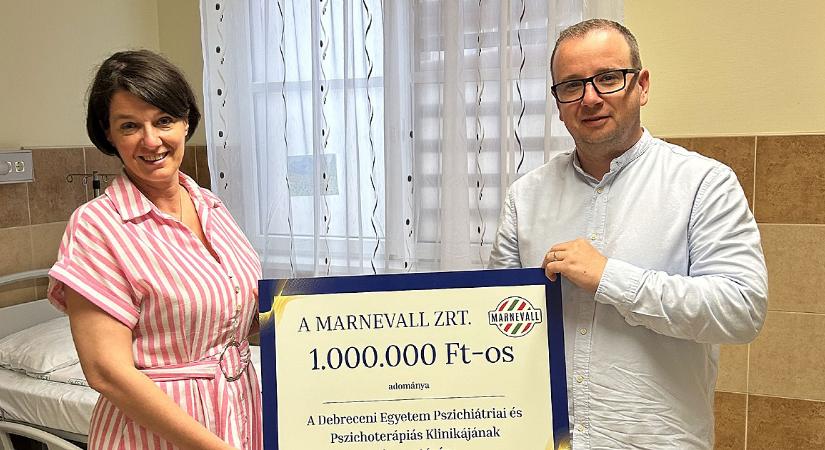 A lélek egészsége is fontos – 1 millió forinttal támogatja a Debreceni Egyetem Klinikai Központ Pszichiátriai és Pszichoterápiás Klinika Alapítványát a Marnevall Zrt.