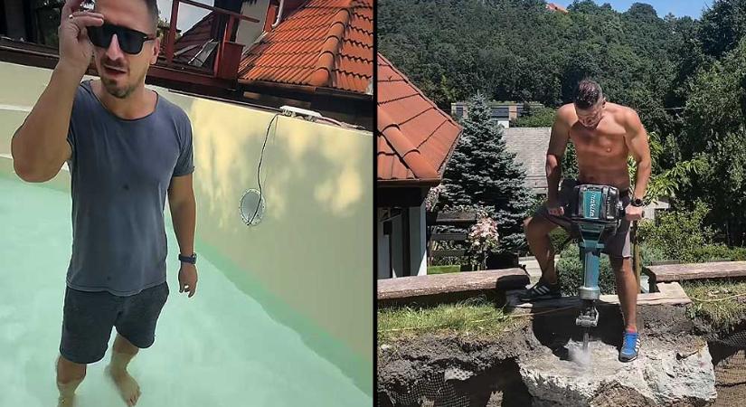 “Az emberek irigyek, mindent leszólnak” – Videón, ahogy sajátkezűleg építi kerti luxusmedencéjét Vastag Csaba