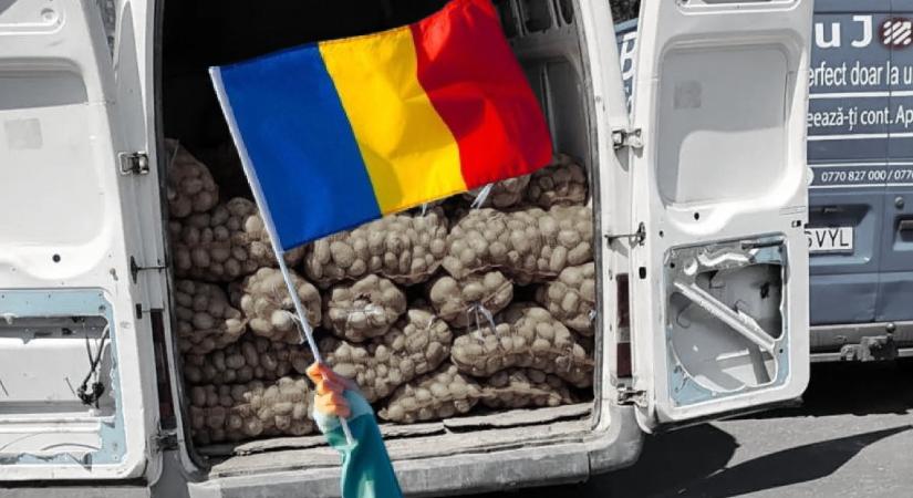 Georgeszkisták tüntettek Bukarestben: lökdösődés, úttorlaszok, egy furgonnyi krumpli…