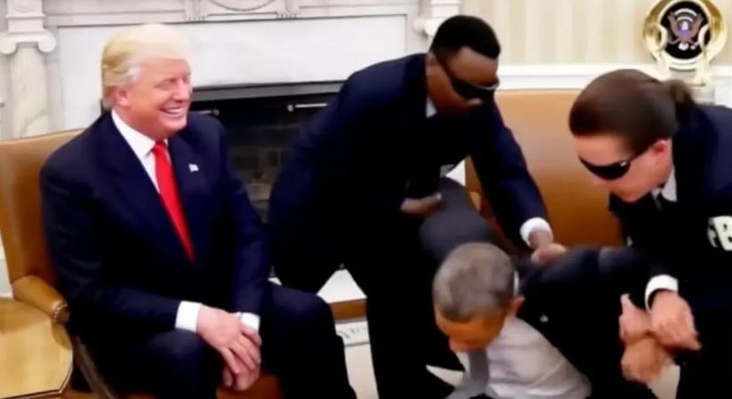 FBI-ügynökök gyűrik le Barack Obamát az ovális irodában – különös videót tett közzé Donald Trump