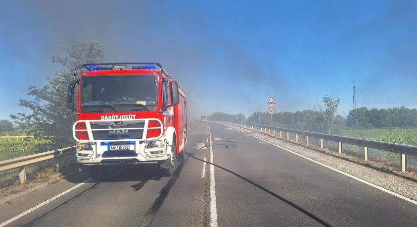 Hatalmas lángok miatt zárták le a szolnoki elkerülőt, egy teljes gyümölcsössel is végzett a tűzvihar