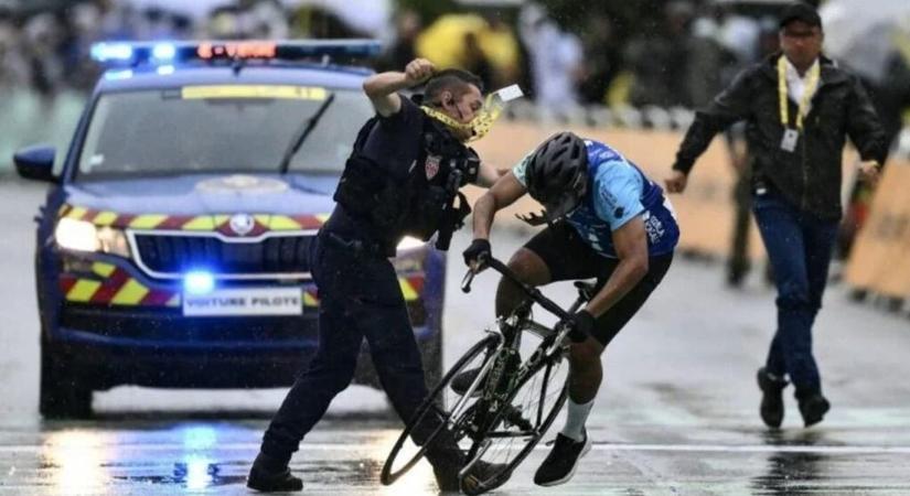 Tour de France 2025 - Amatőr kerekes zavarta meg a szerdai szakaszt, de nagyon pórul járt! - videóval