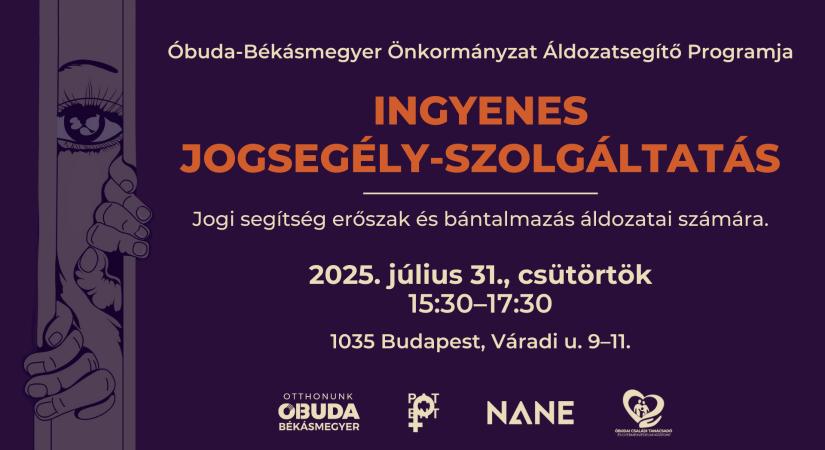 Ingyenes jogsegély-szolgáltatás erőszak és bántalmazás áldozatai számára július 31-én