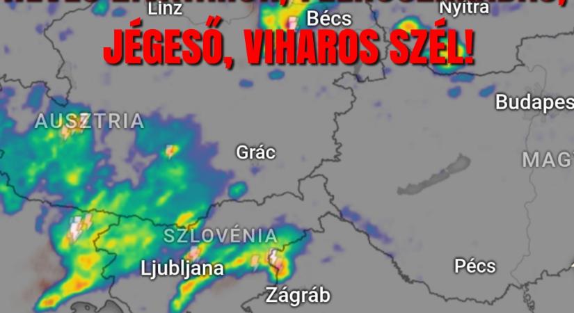 Órákon belül: heves zivatarok, felhőszakadás, jégeső!