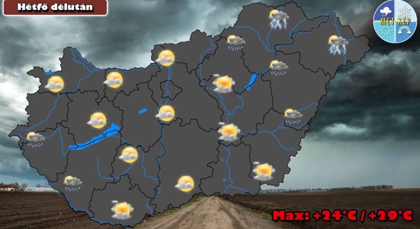 A hét első napján elszórtan még előfordulhat zápor, zivatar