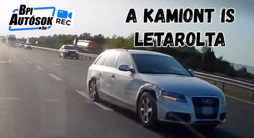 Audis csapódott szalagkorlátról szalagkorlátra, majd autószállító trélernek rohant az M43-ason