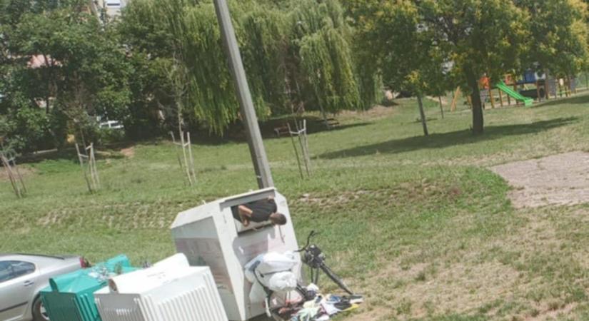 „Egy polip rugalmasságával” – A ruhagyűjtő konténerbe mászott Nyíregyházán