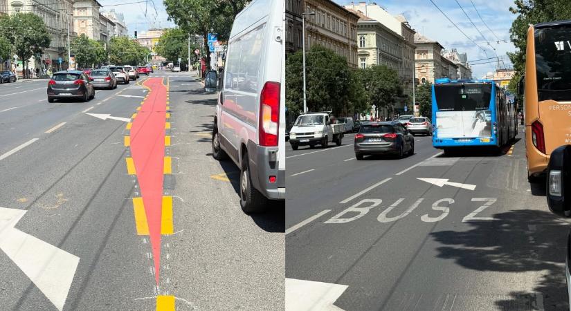 Karácsony új biciklisávja nemcsak veszélyes, de a tömegközlekedést is hátráltatja