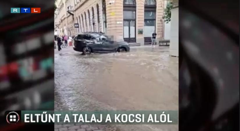 Beomlott a talaj egy BMW alatt Debrecenben