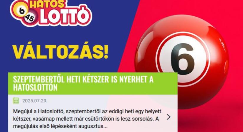 Ősztől heti kétszer sorsolnak a hatoslottón