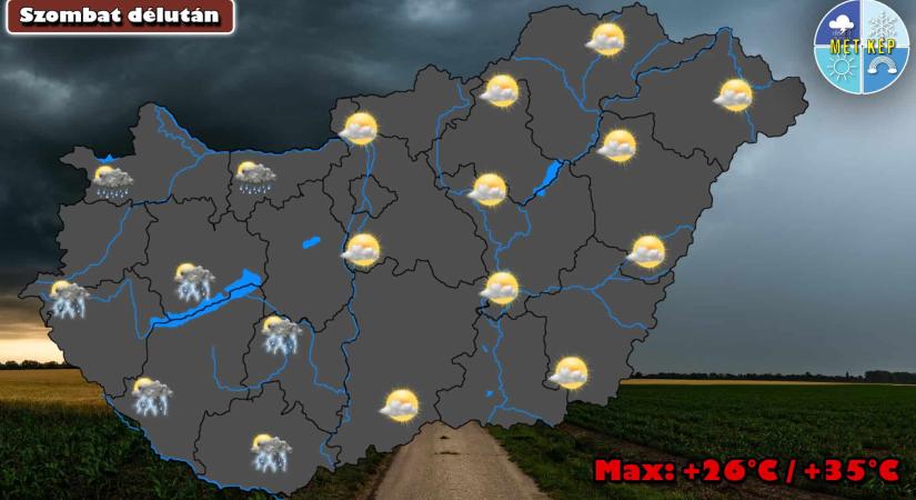 Délután a Dunántúlon egyre több zápor, zivatar lehet