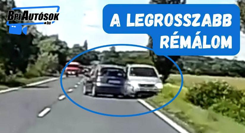 Videón a baleset: Több száz méteren át csúszott az árokban, majd a tetejére borult egy autó. Csodával határos módon senki sem sérült meg komolyan