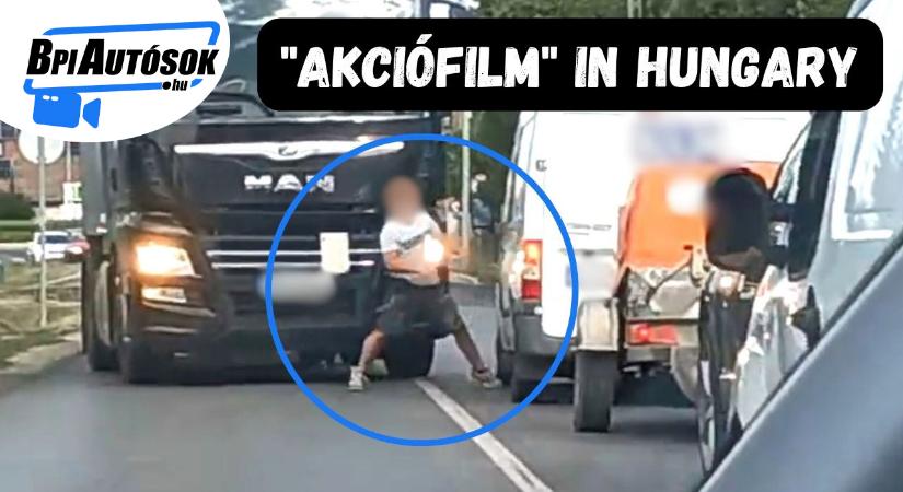 Mint egy bosszúfilmben: üldözés, forgalomfeltartás, majd dulakodás a főút közepén
