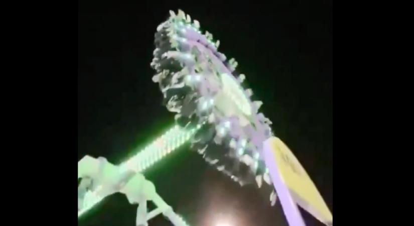 Horror a vidámparkban: a levegőben tört össze a zsófolásig telt óriáshinta - Videó