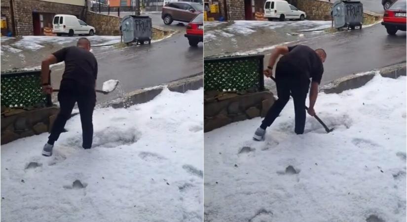 Lapátolni kellett a jeget az ítéletidő után