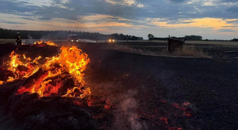 Hatalmas lángok csaptak fel Tiszafüred külterületén, több hektáron ég a gaz és az avar