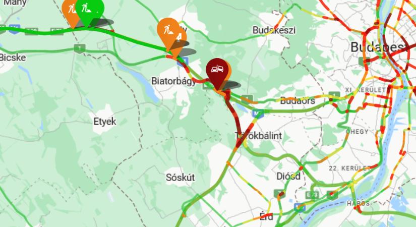 Baleset miatt állt be az M1-es Budapest előtt