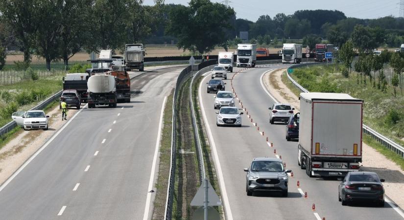 Felújítás - Győr és Enese között egy sáv járható az M85-ösön - fotók, videó