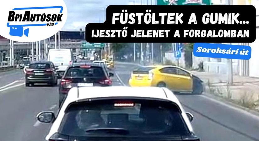 Füstöltek a gumik! Ijesztő jelenet a Soroksári úton