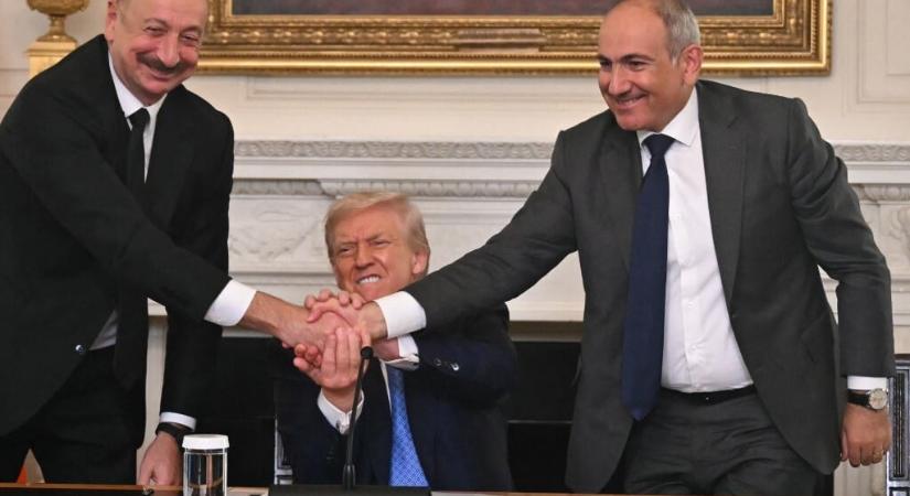 Tripla kézfogás, vicsorogva vigyorgó Trump: Örményország és Azerbajdzsán békét kötött a Fehér Házban
