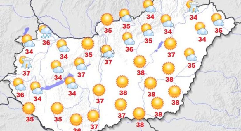 Ragyogó időre van kilátás, csupán néhány apró gomolyfelhő fogja zavarni a perzselő napsütést