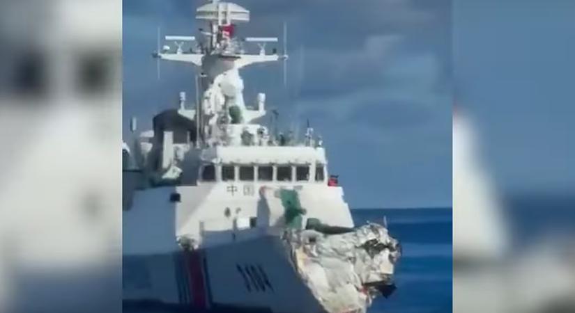 Videó: egymásba rongyolt két kínai hadihajó egy harmadik üldözése közepette