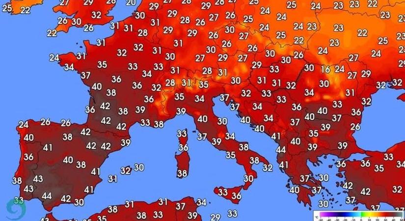 Ilyen térképet ritkán látunk: az egész ország egyforma, mindenütt tombol a nyár