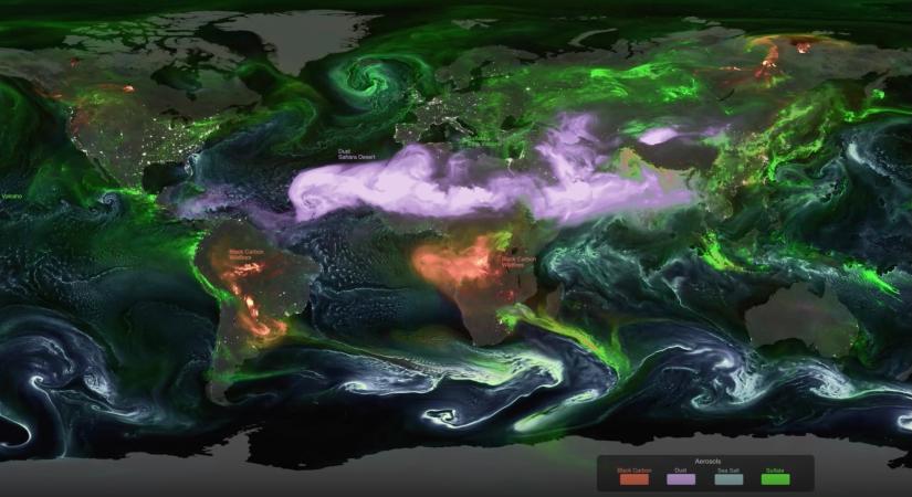 Látványos videóban mutatja be a NASA, hogyan vándorolnak a láthatatlan részecskék a Föld légkörében