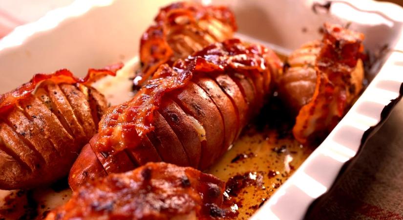 Sült burgonya és batáta baconnel